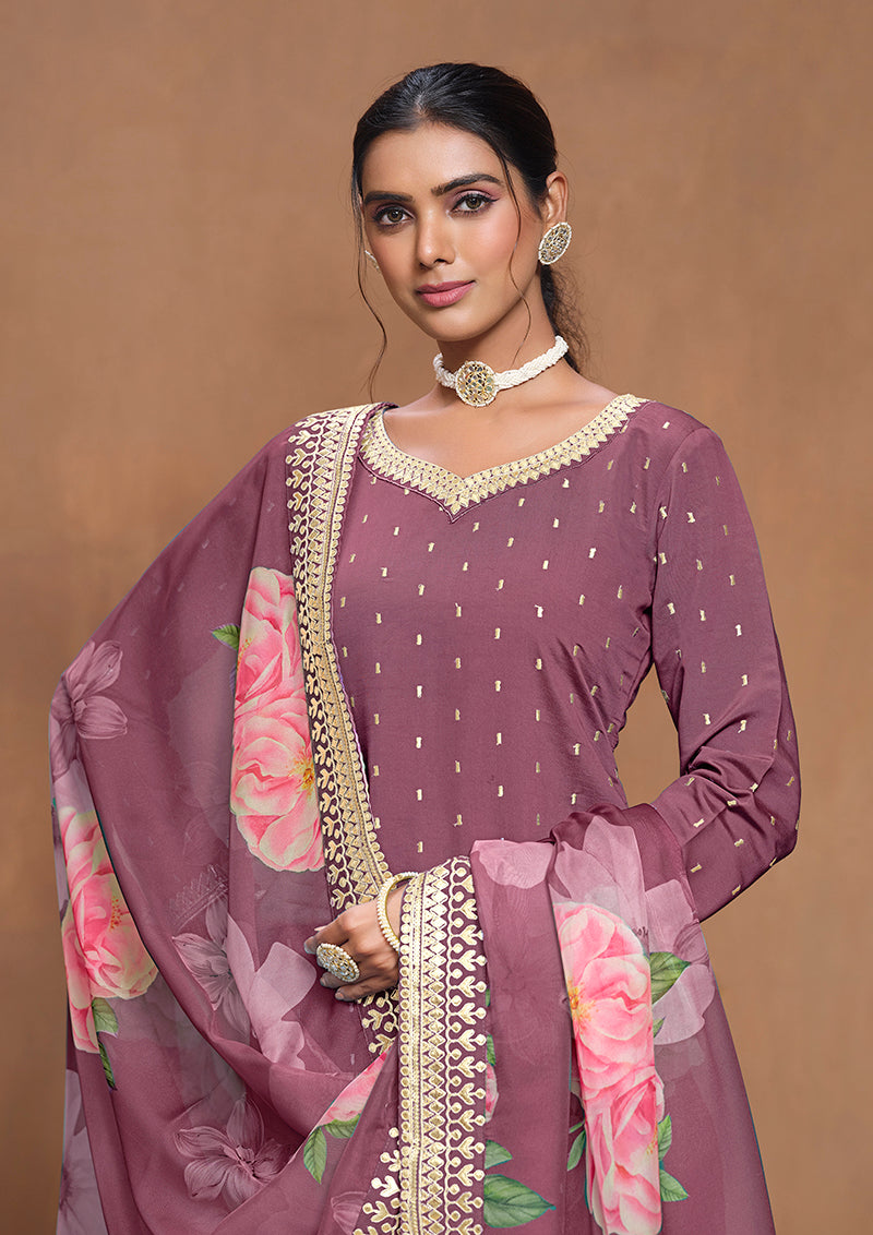 Dark-MauveSilk BlendEmbroideredKurta