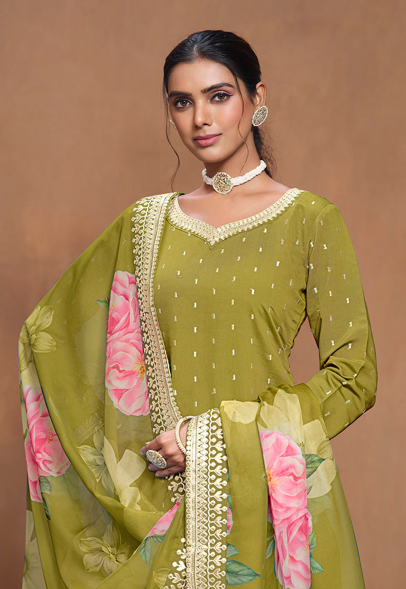 Light-OliveSilk BlendEmbroideredKurta