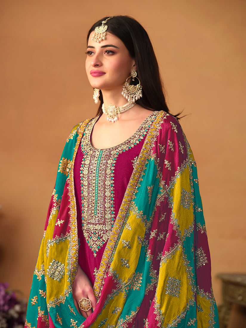 Rani-PinkChiffonEmbroideredKurta