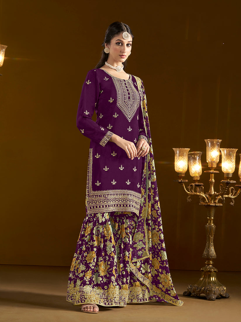 Dark-PurpleChiffonEmbroideredKurta