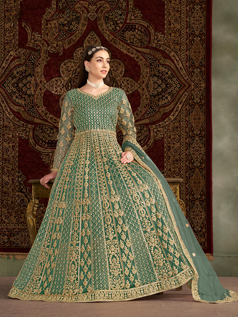 Light-GreenNetEmbroideredKurta