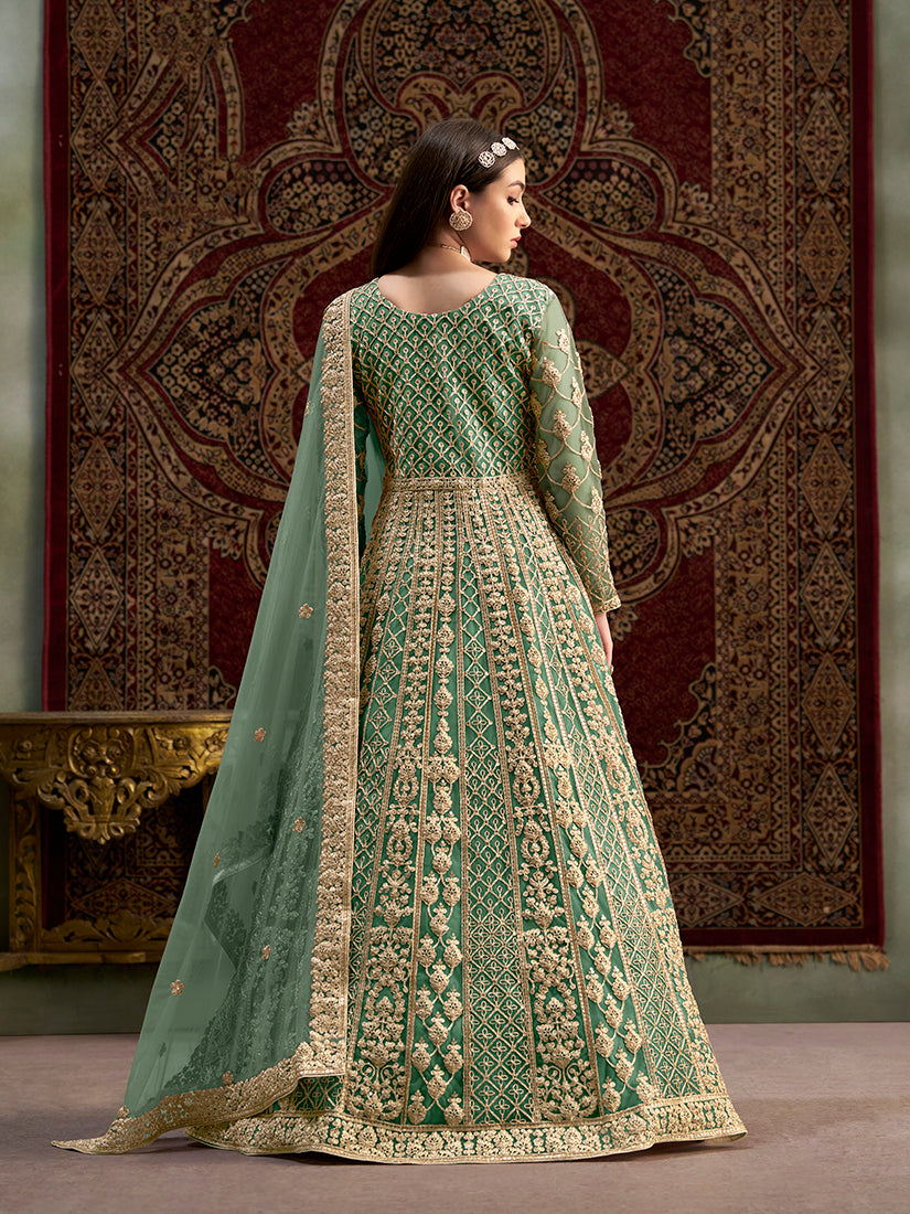Light-GreenNetEmbroideredKurta