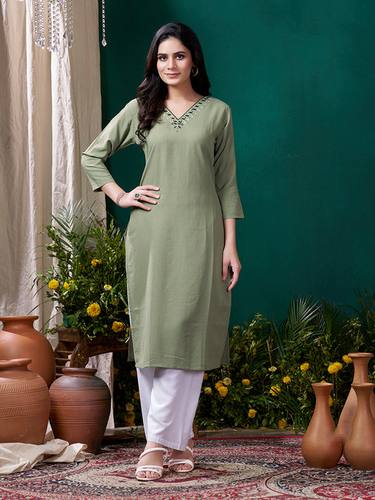 GreenEmbroideredKurta