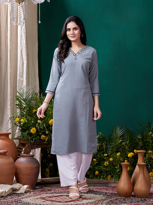 GreyEmbroideredKurta