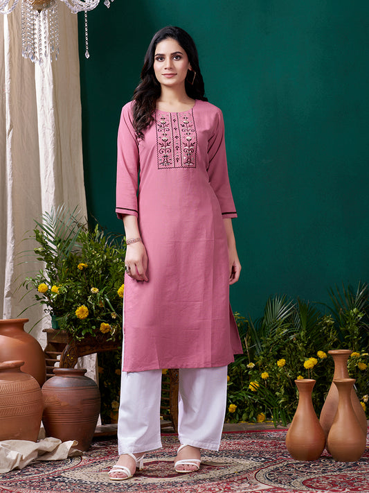 PinkEmbroideredKurta