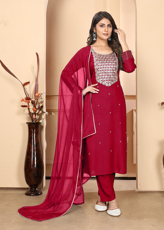 BurgundyEmbroideredKurta