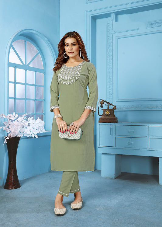 GreenEmbroideredKurta