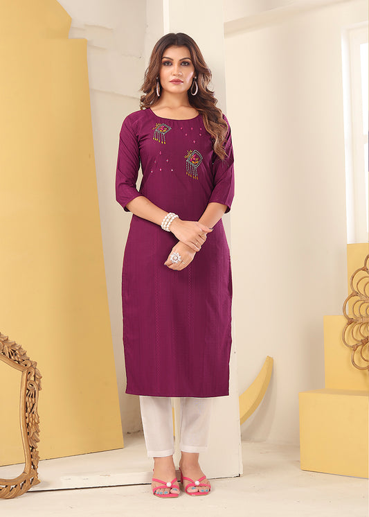 BurgundyEmbroideredKurta