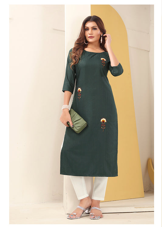 Dark GreenEmbroideredKurta