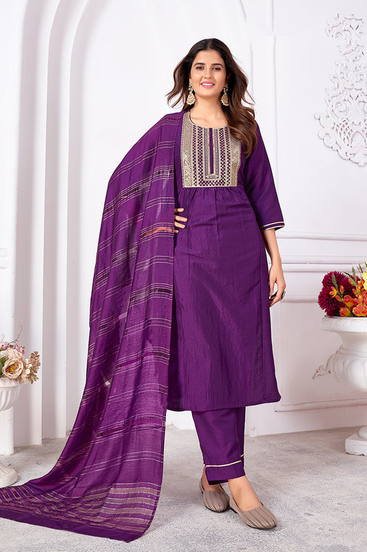 VioletEmbroideredKurta