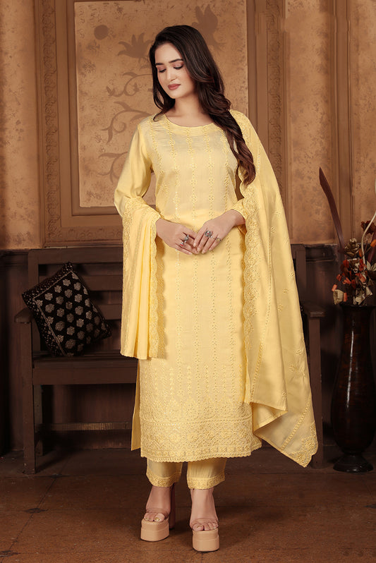 Light YellowEmbroideredKurta