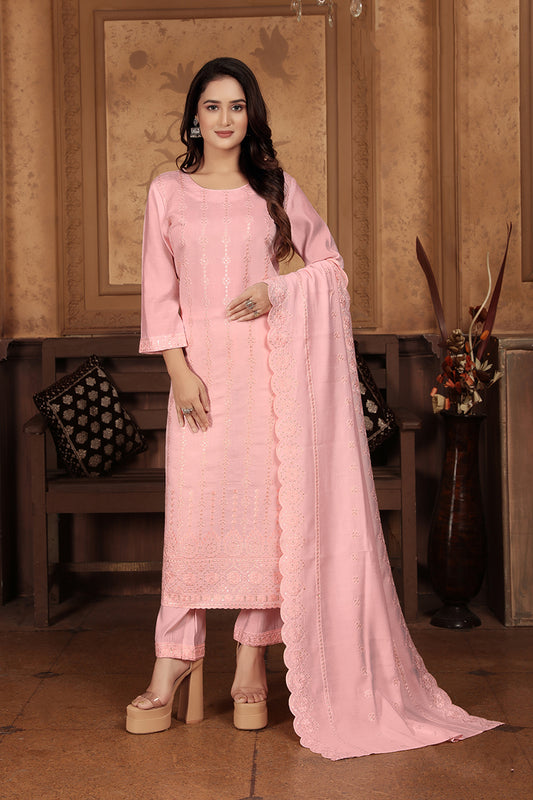 Light PinkEmbroideredKurta