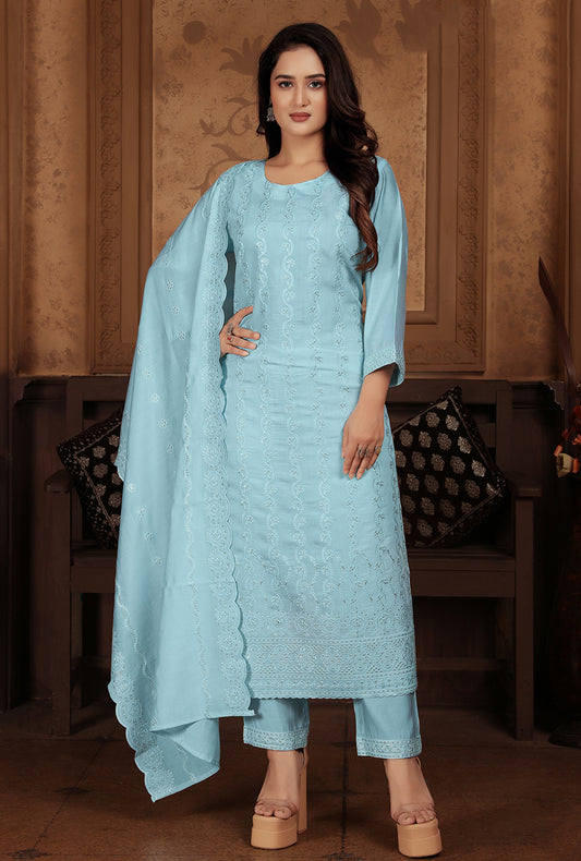 Light BlueEmbroideredKurta