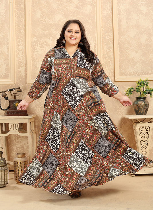 BrownPrintedKurta