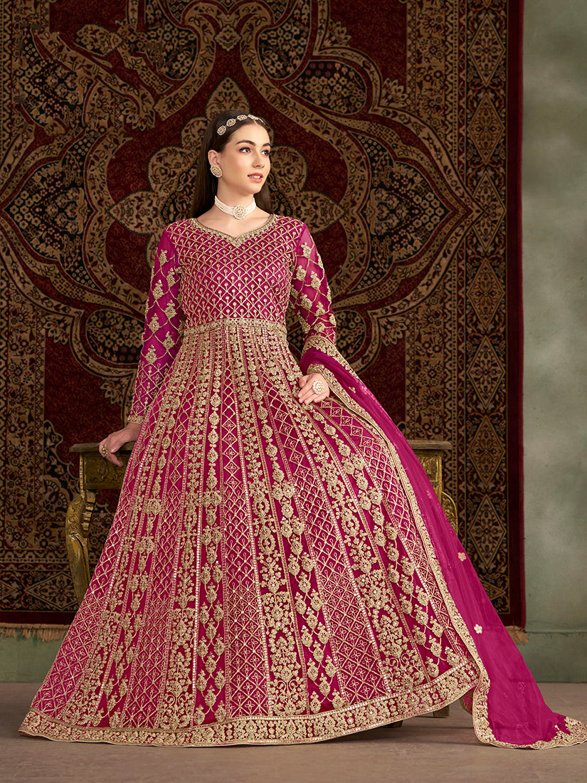 Rani-PinkNetEmbroideredKurta