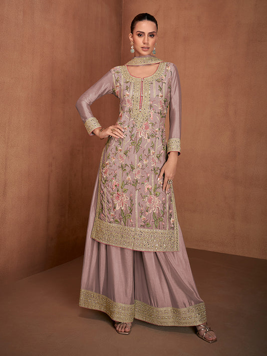 Dusty Rose Embroidered Kurta Set