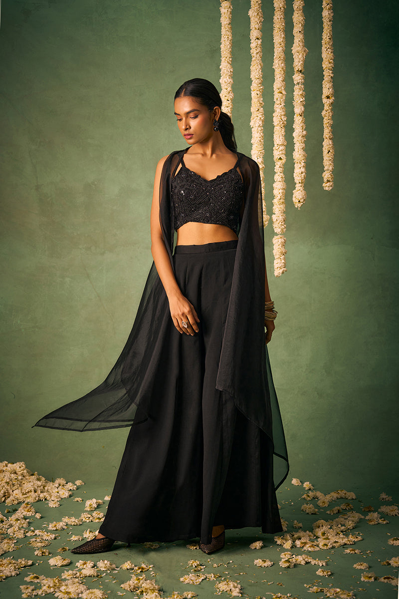 Black Embroidered Kurta Set