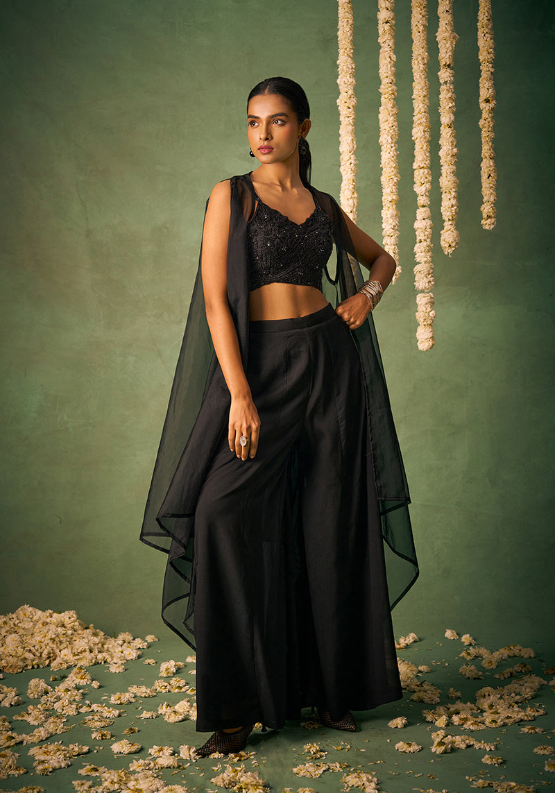 Black Embroidered Kurta Set