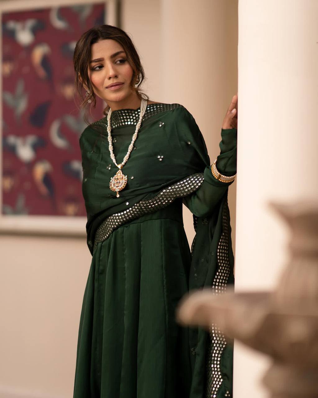 Green Embroidered Anarkali Kurta Set
