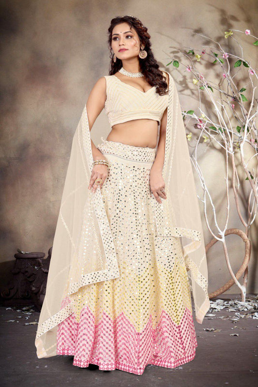 Multi Color Mirror Work Lehenga