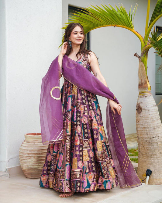 Purple Long Anarkali Kurta set