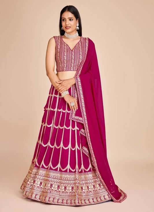 Pink Zari Pine floral Lehenga