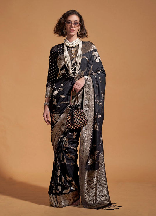 Black woven ethnic sarees