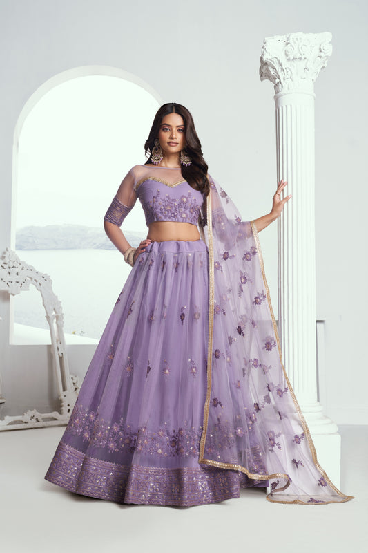 Lavender tonal work Lehenga Set