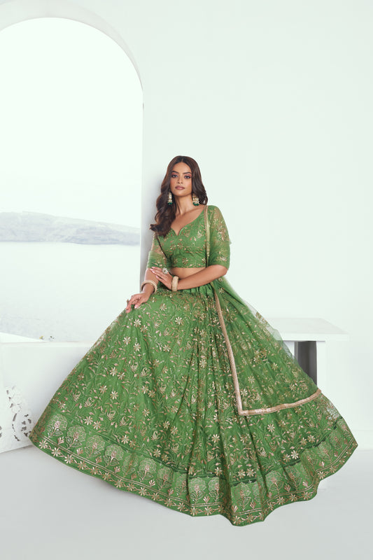 Light Green tonal work Lehenga Set