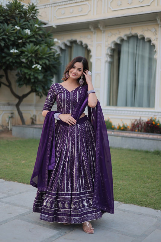 Blue Chikenkari Embroidery Lehenga