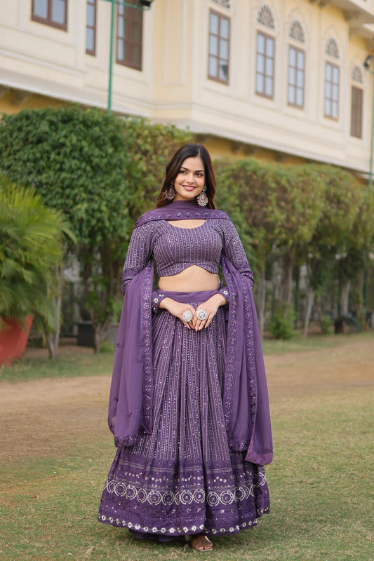 Dark Purple Sequin Lehenga