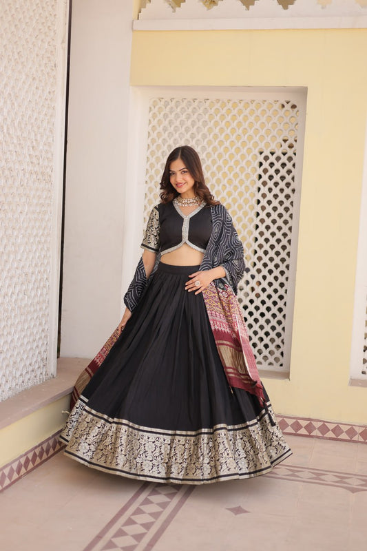 Black Sequing Lehenga Set