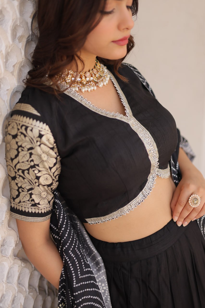 Black Sequing Lehenga Set
