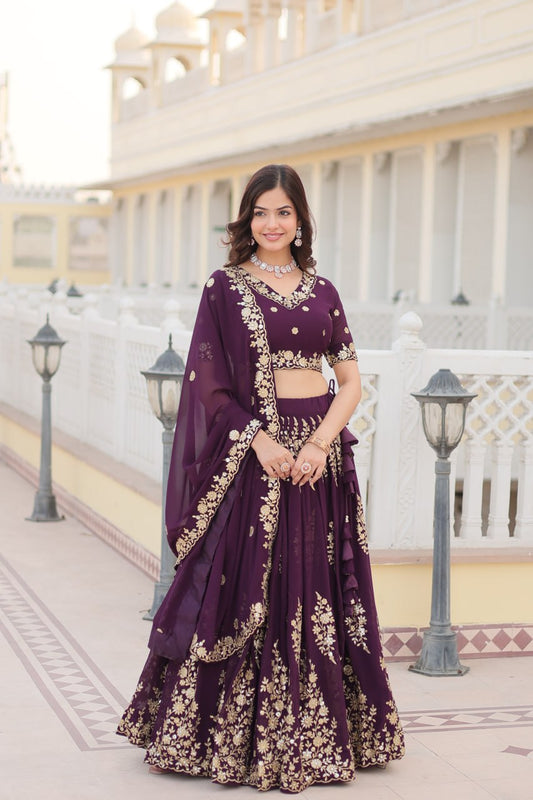 Wine Floral Buta Lehenga set