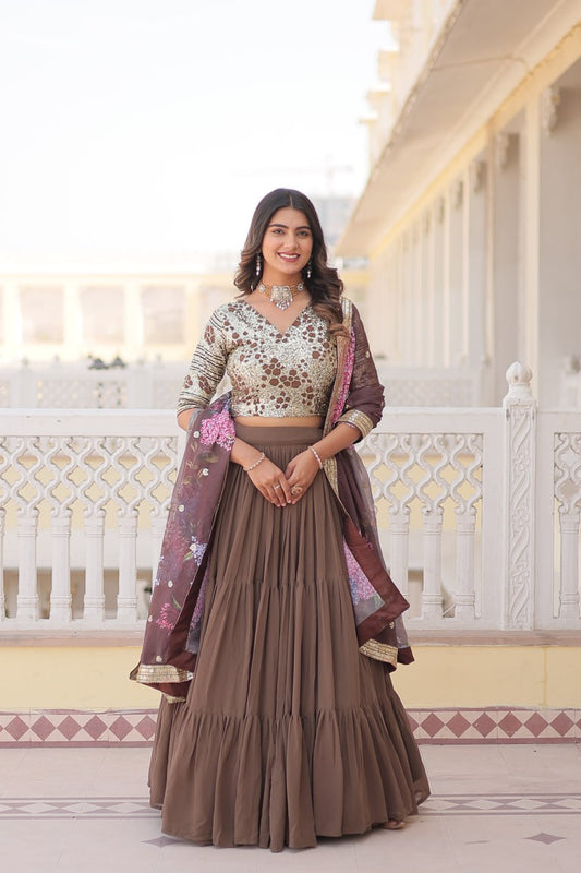 Beige Floral Buta Lehenga set