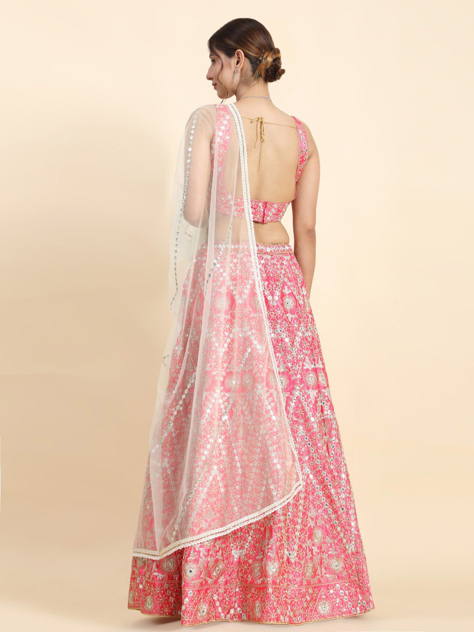 Pink Mirror Embroidery Lehenga