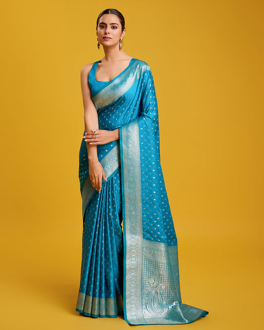 Cyan Zari_Work Banarasi_Silk