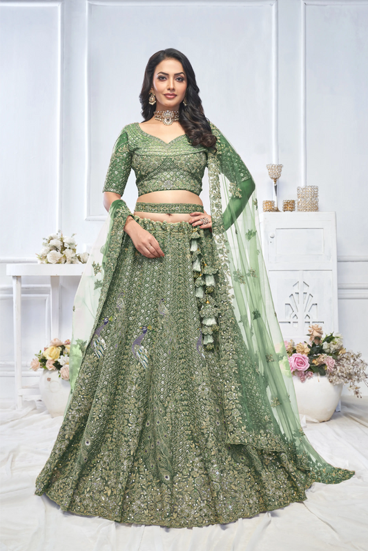 Graceful Green bridal wear lehenga