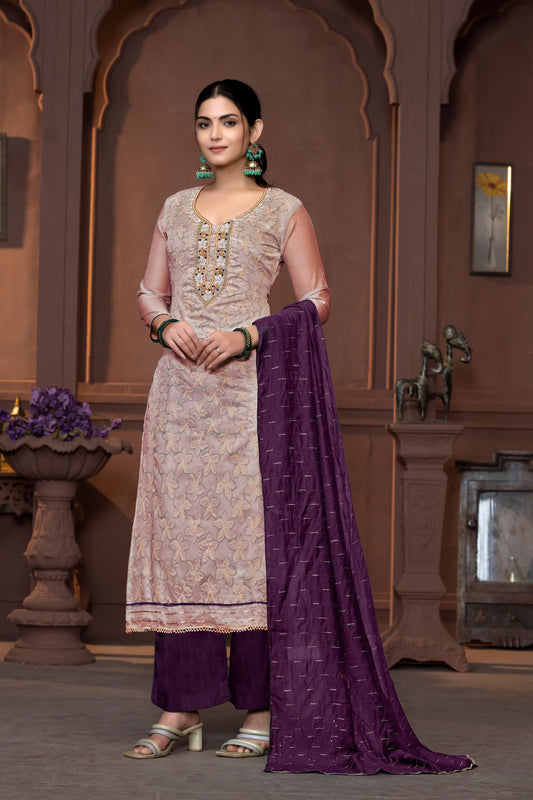 Beige Modal Designer Printed With Hand Work Ethnic Designer Salwar Kameez