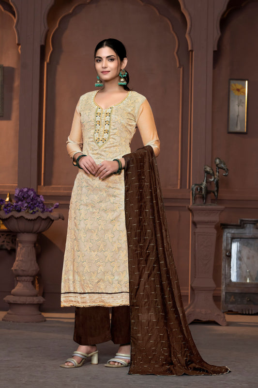 Peach Modal Designer Printed With Hand Work Ethnic Designer Salwar Kameez