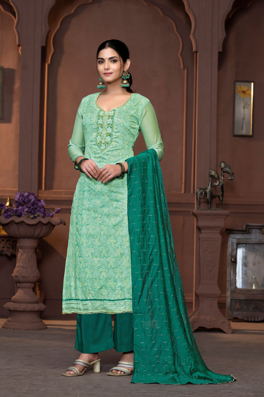 Sea Green Modal Designer Printed With Hand Work Ethnic Designer Salwar Kameez