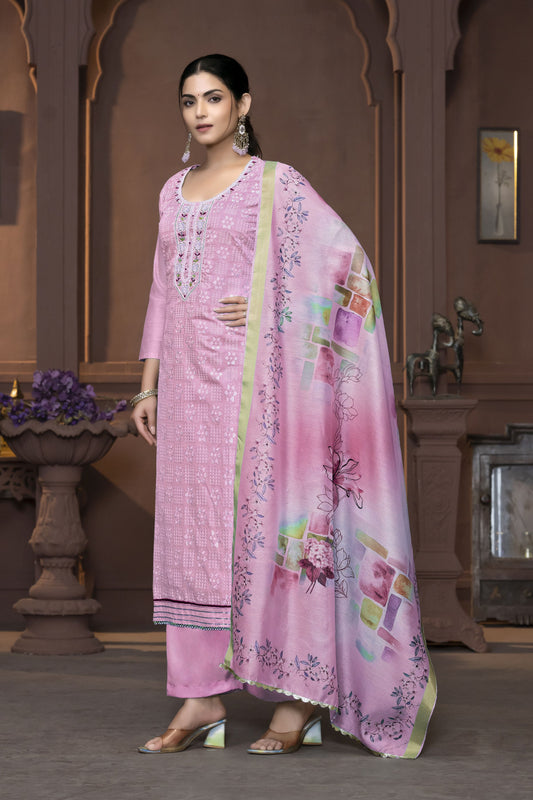 Purple Modal  Designer Printed With Hand Work Heavy Looks Traditional Salwar Suit For Indian Girls