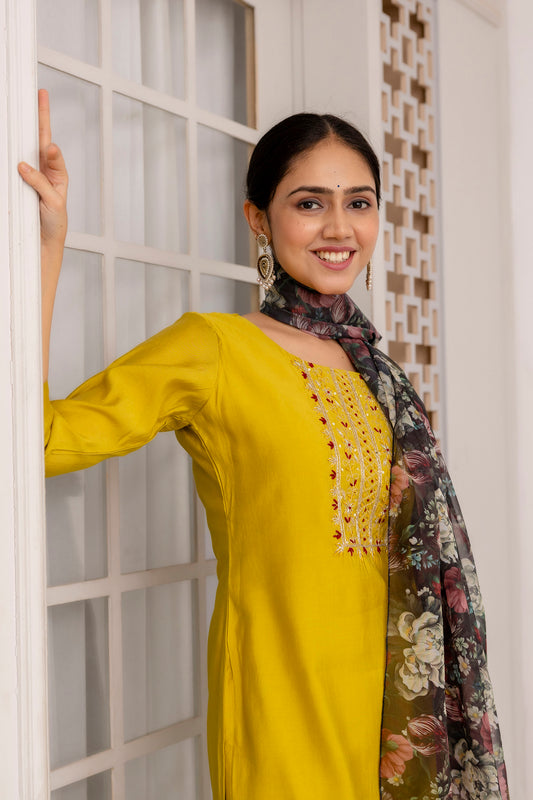 Mustard Color Viscose Designer Hand Work  Ethnic Salwar Suit