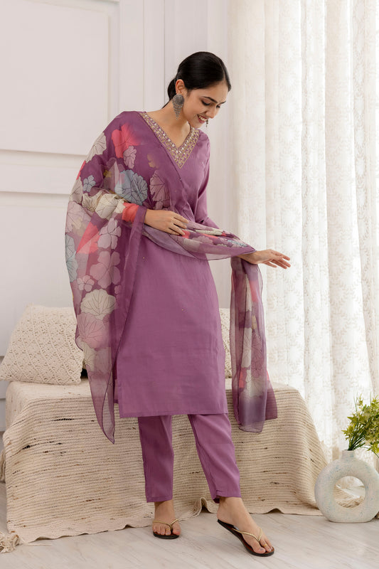 Purple Color Viscose Designer Hand Work  Ethnic Salwar Suit