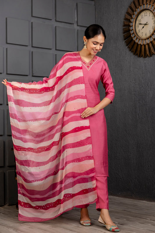 Pink Color Viscose Designer Hand Work  Ethnic Salwar Suit