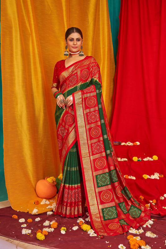 Lunar Green Tussar Silk Wevon Designer Saree With Glittering Swarovski Work