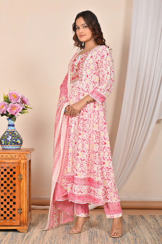 Pink Color Beautiful Readymade Plus Size Dress For Ethnic Looks