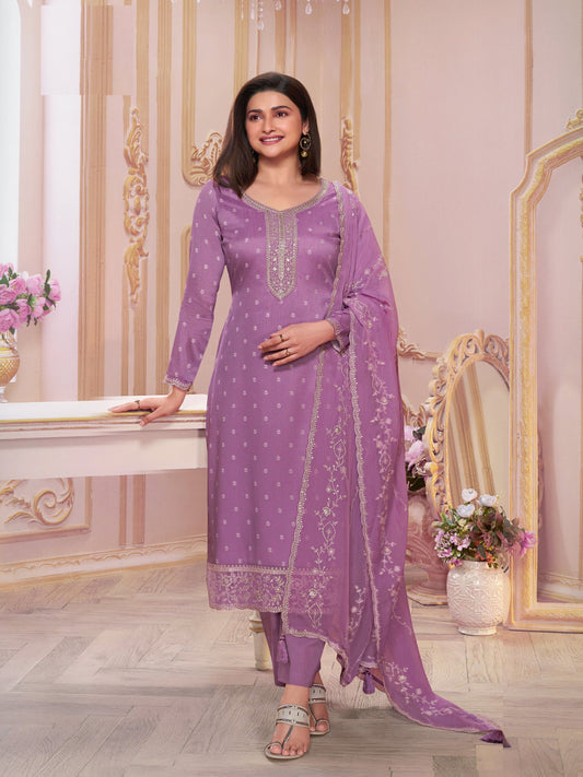 Purple Color Silk Georgette Ethnic Partywear Designer Printed With Embroidery Work Salwar Kameez