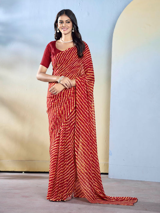 Maroon Color Beautiful Georgette Fabric Designer Printed Saree