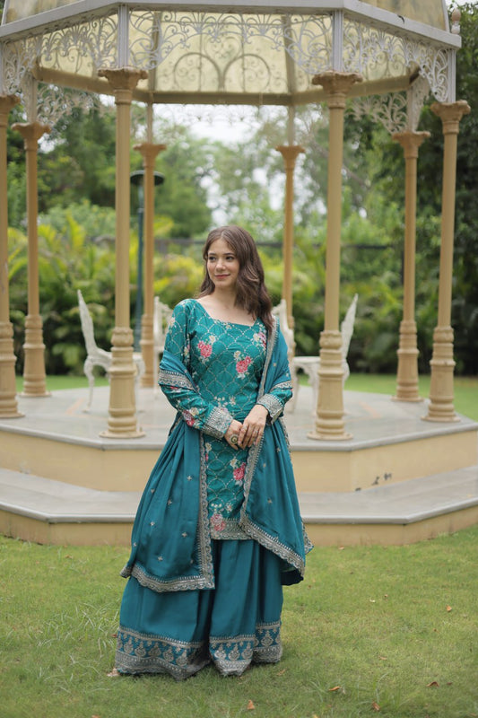 Blue Sequins & thread Embroidered work Anarkali Kurta